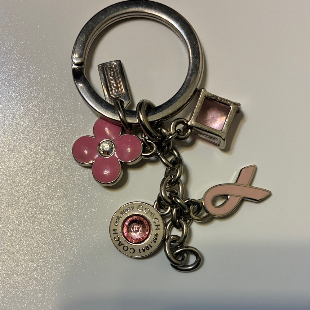 Vintage Coach Breast Cancer Pink and Silver Charm Key Holder - Picture 10 of 10